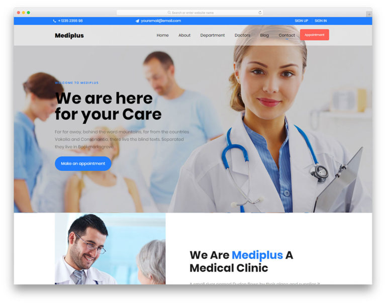 Mediplus medical website template screenshot