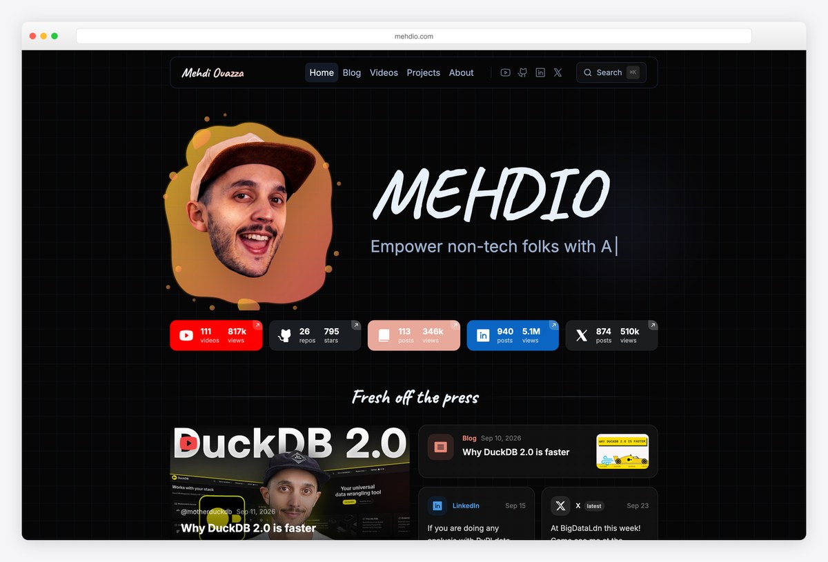 Mehdi Ouazza data engineer portfolio website