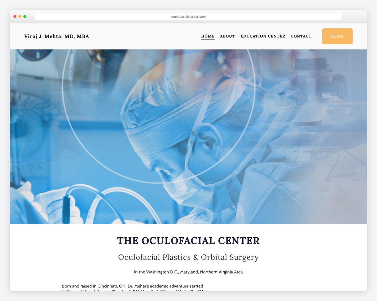 mehta facial plastics website example