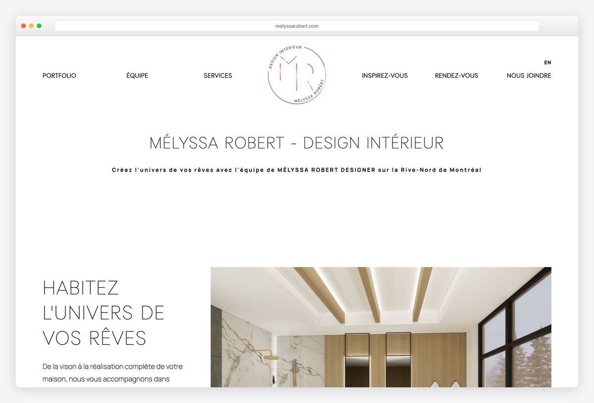 Melyssa Robert interior design portfolio website