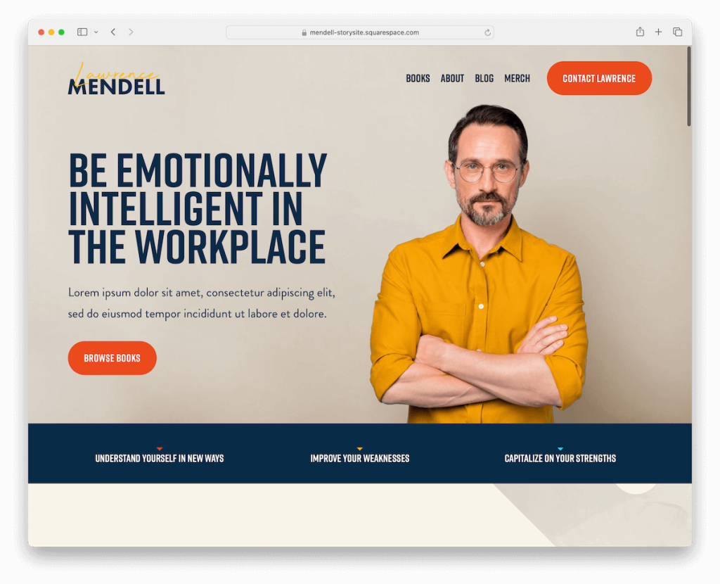 mendell squarespace writer template