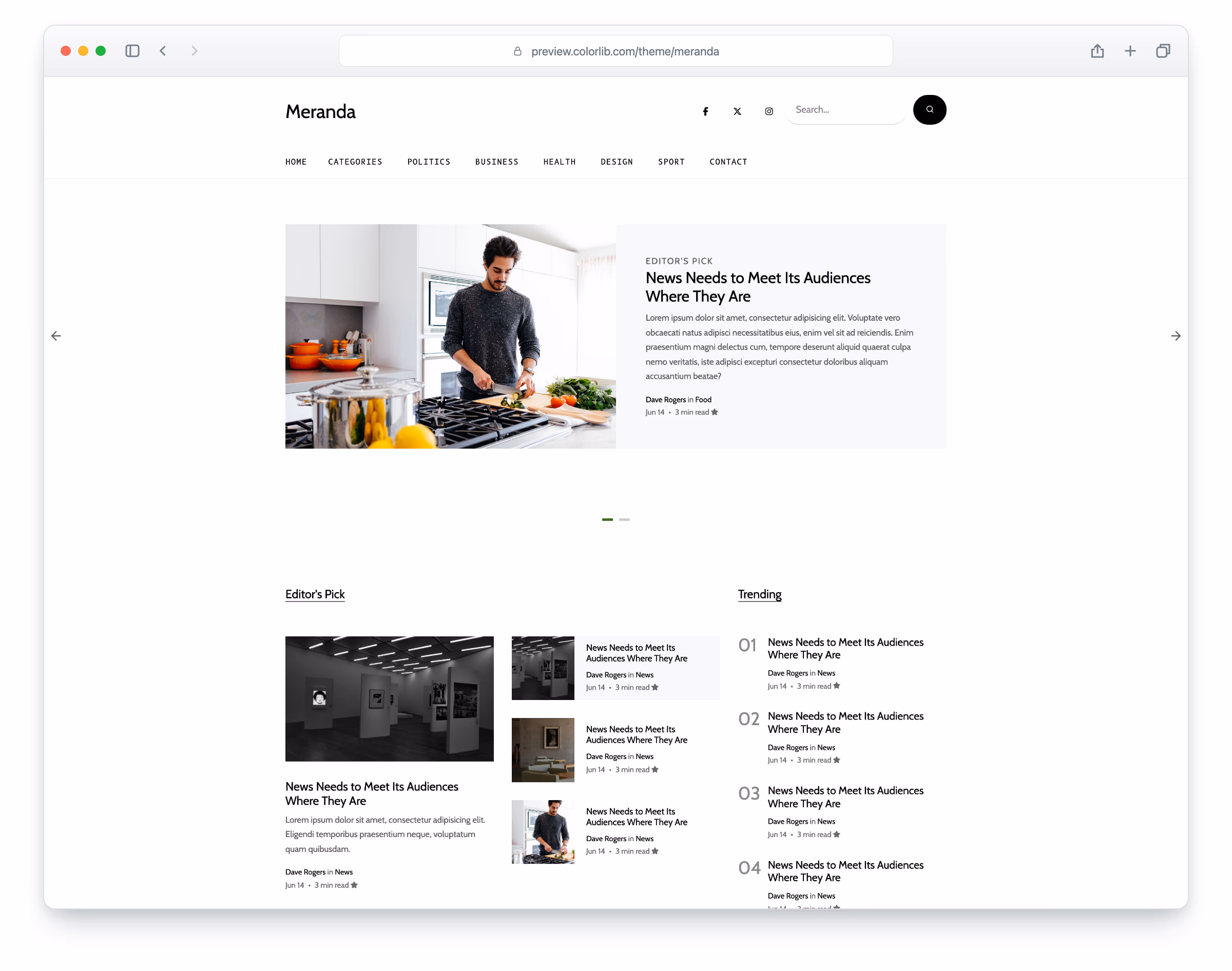 Meranda website template