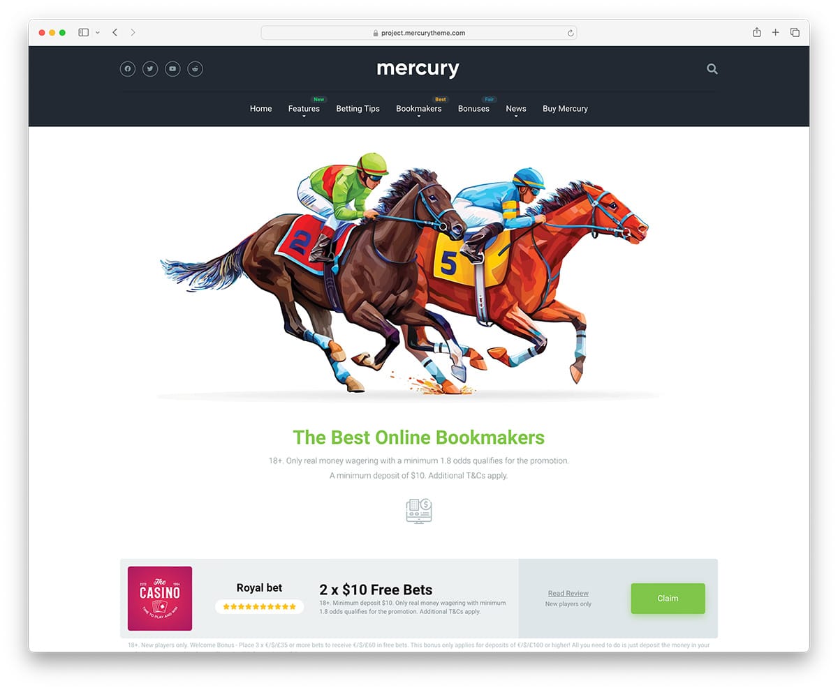 Mercury - affiliate sports betting WordPress theme