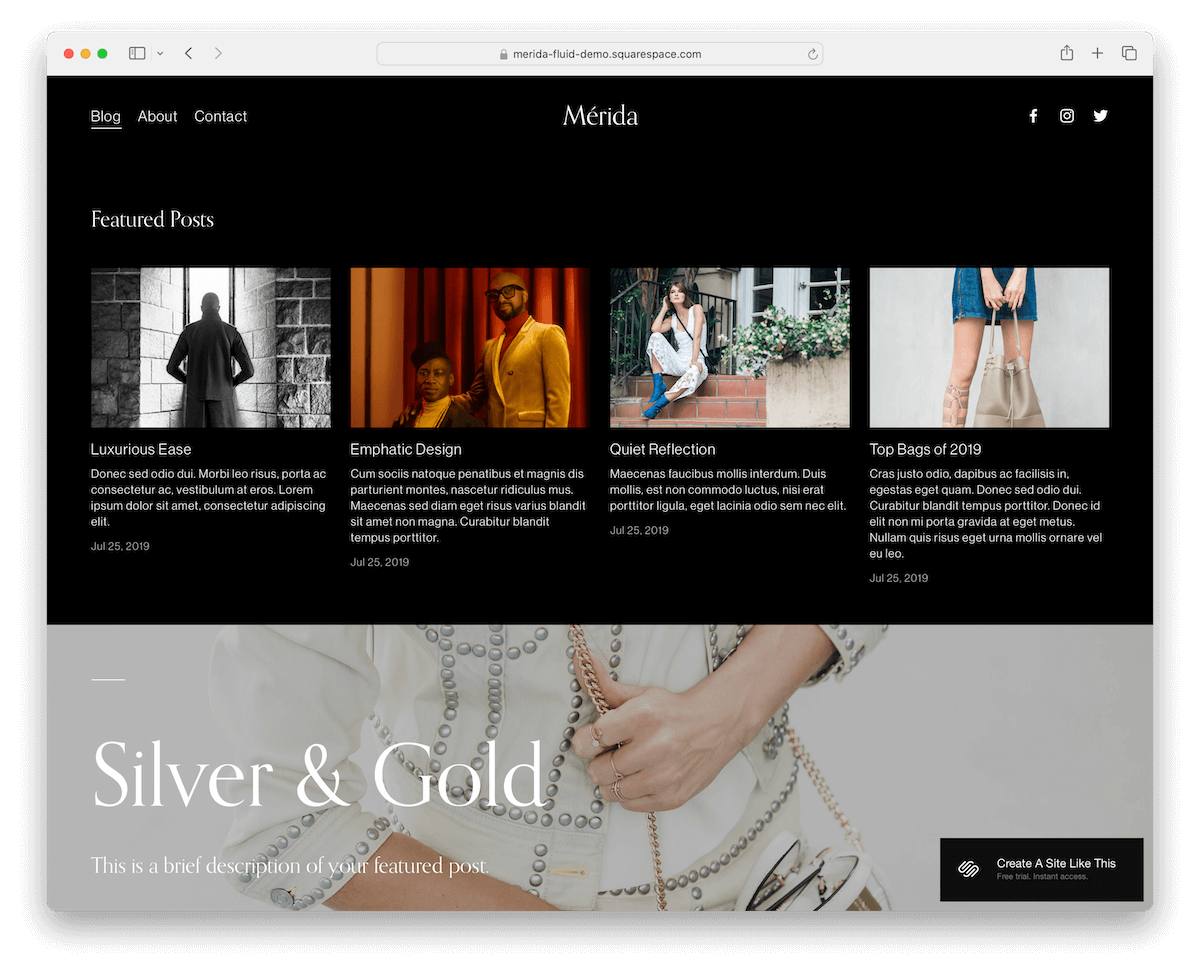 merida squarespace fashion template