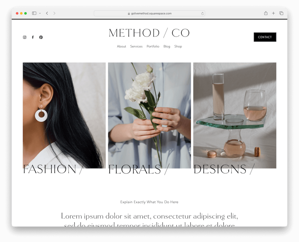 method squarespace beauty template