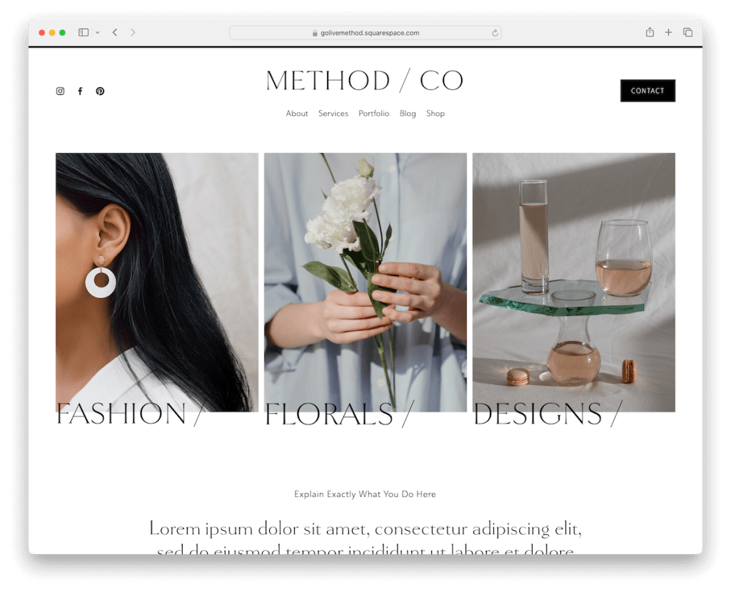 method squarespace jewelry template