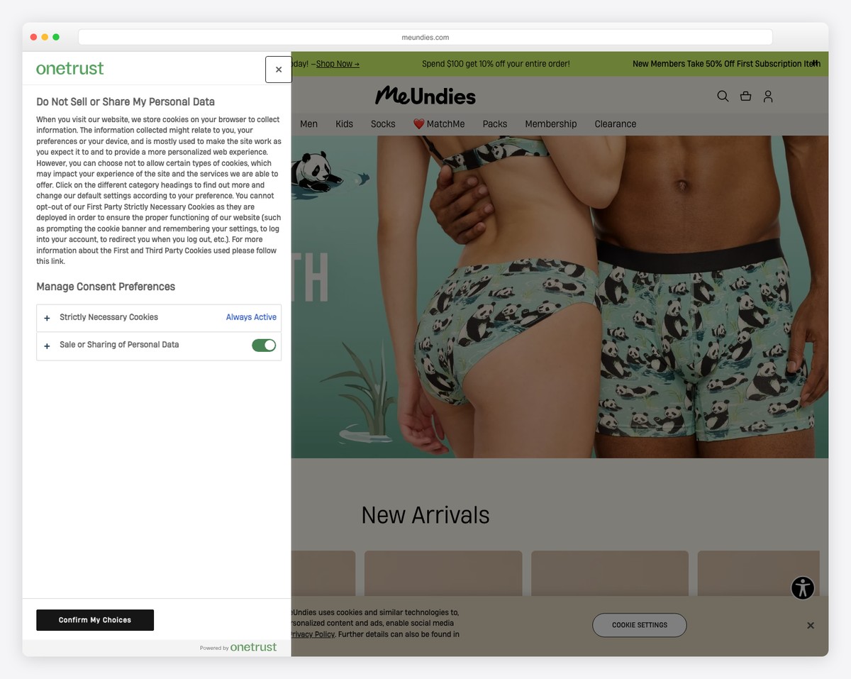 meundies website example