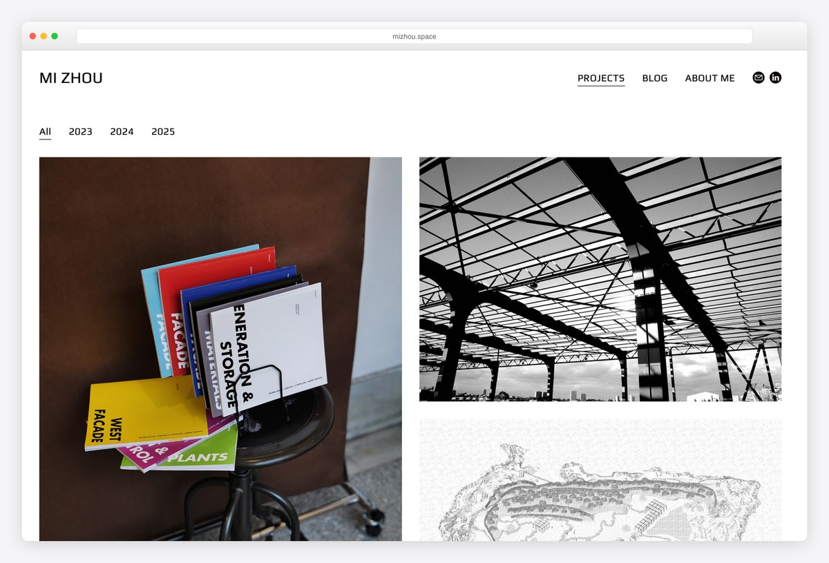 Mi Zhou architecture portfolio website