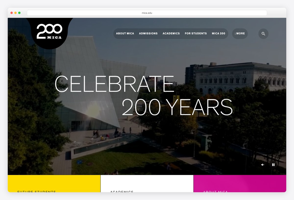 MICA homepage design