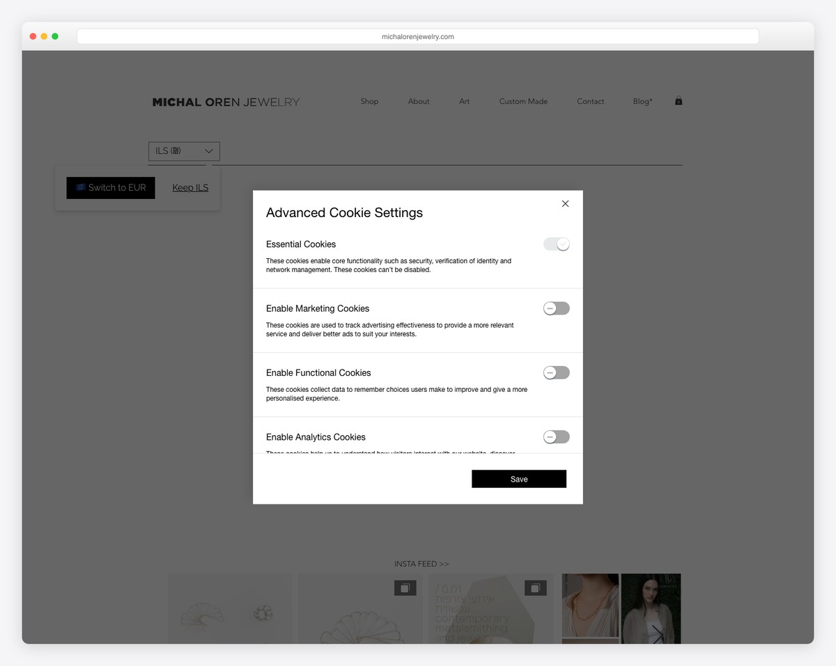 michal oren jewelry wix store example