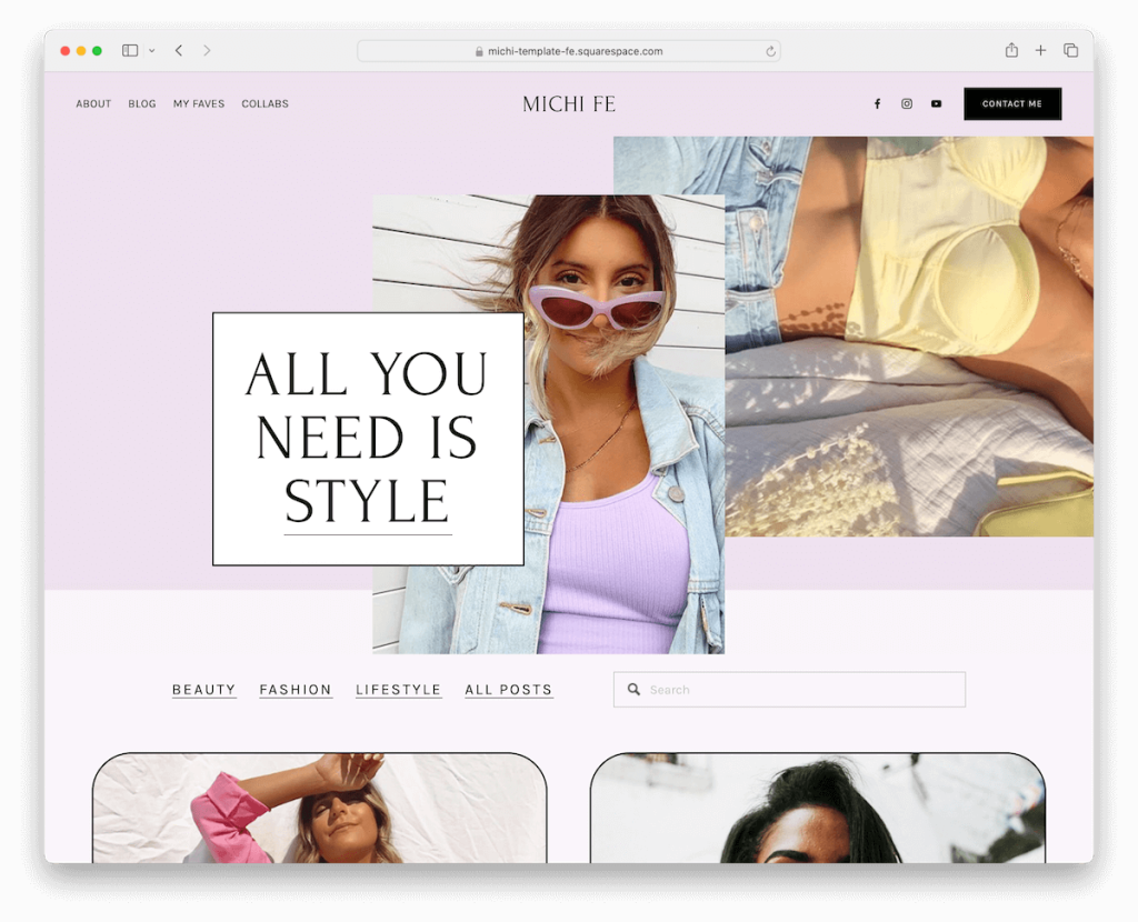 michi squarespace influencer template