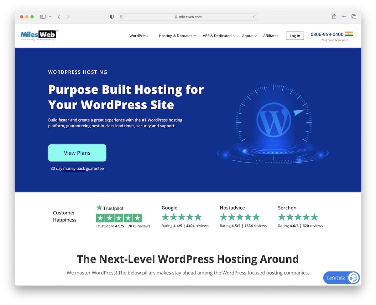 milesweb wordpress hosting in india