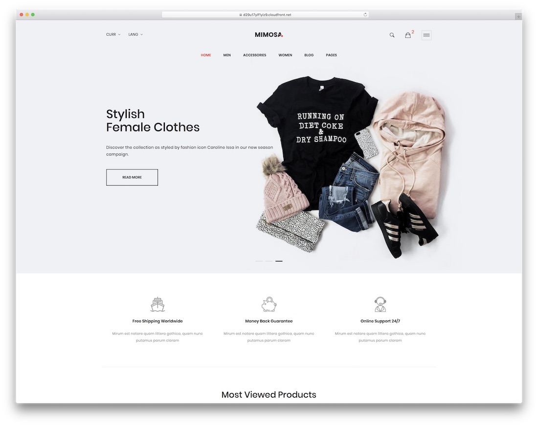 mimosa ecommerce website template