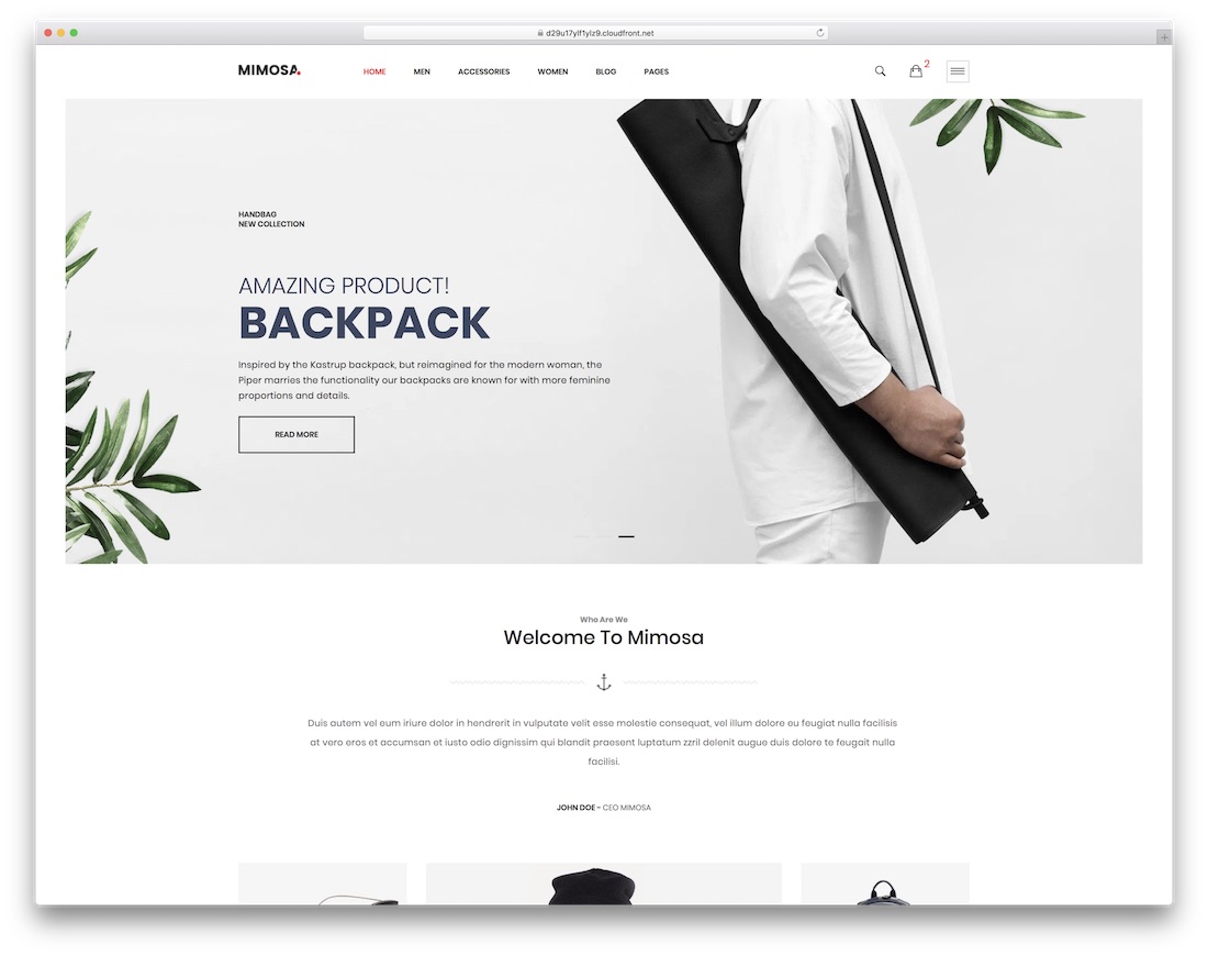 mimosa simple bootstrap template