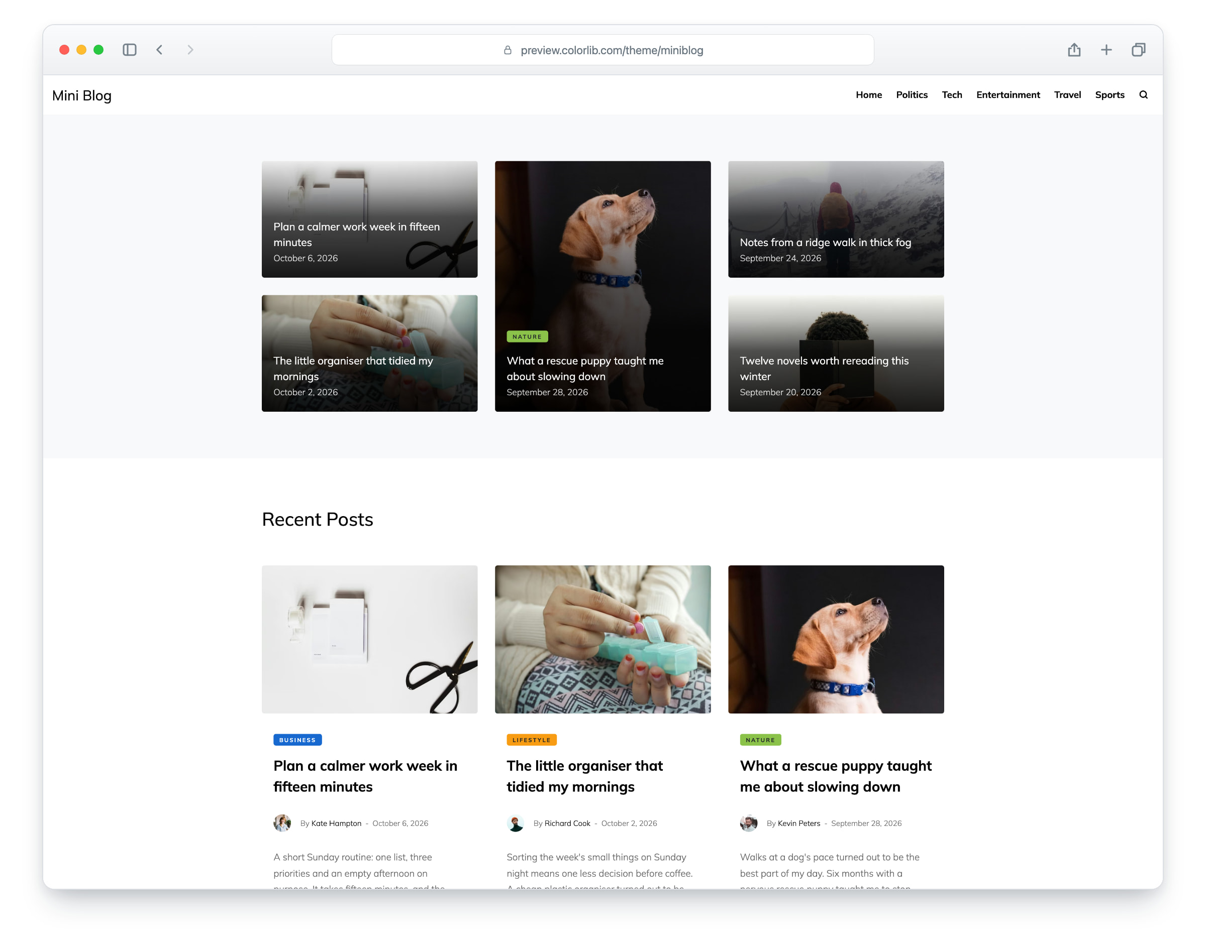 Miniblog website template