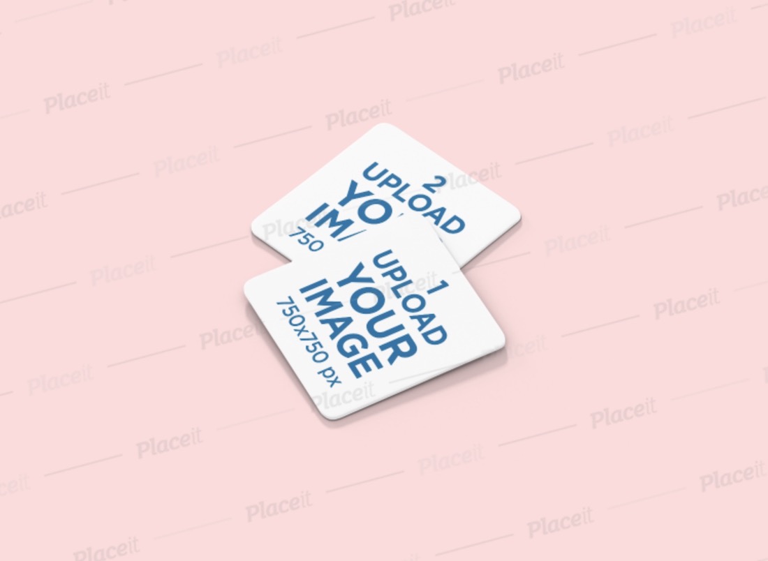 minimal mockup featuring two square coasters