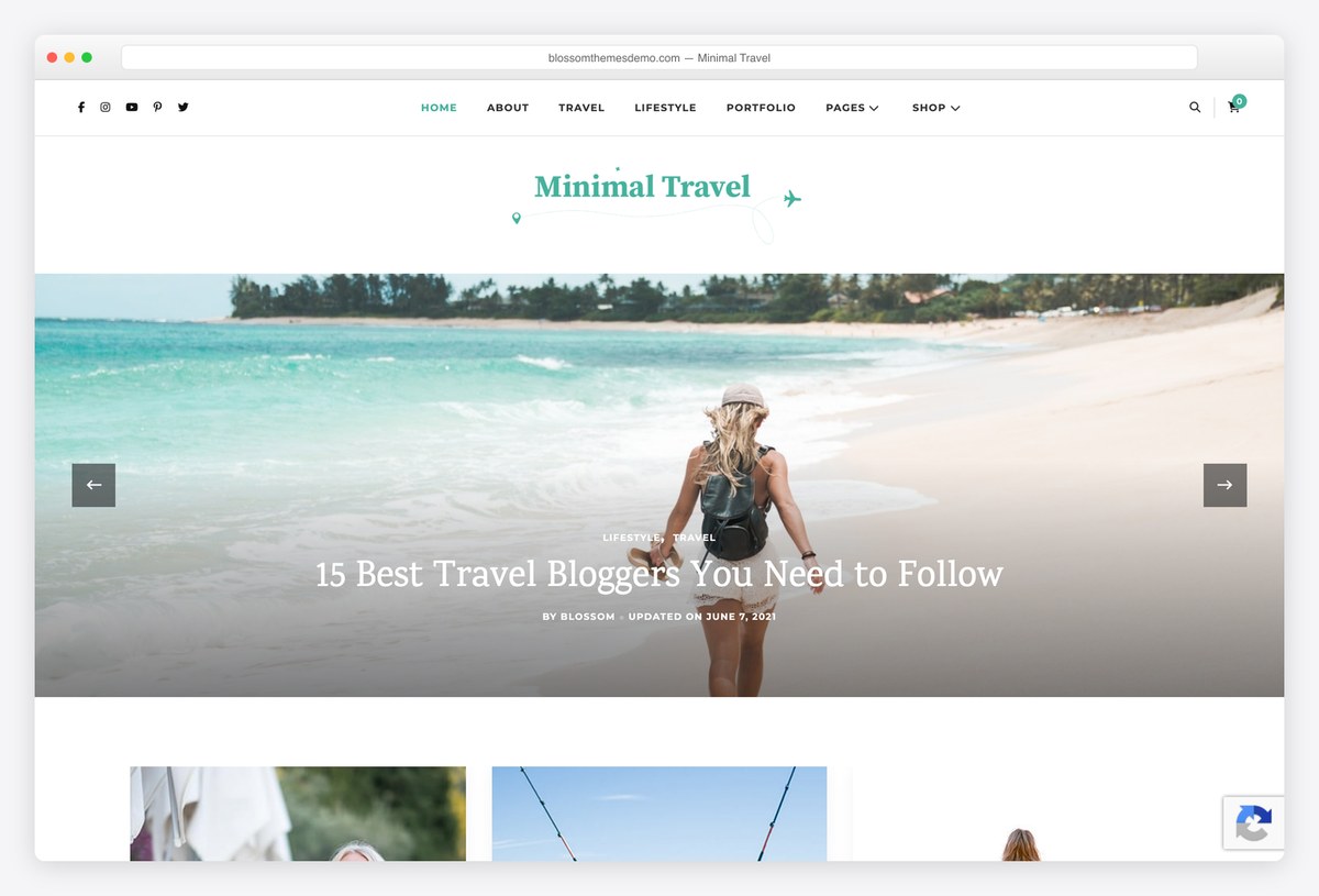Minimal Travel free WordPress theme demo for travel bloggers