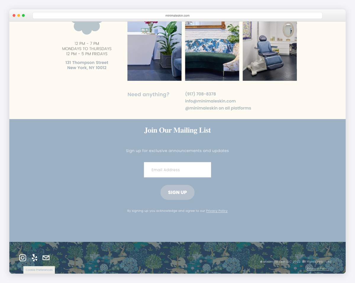 minimale skin med spa website