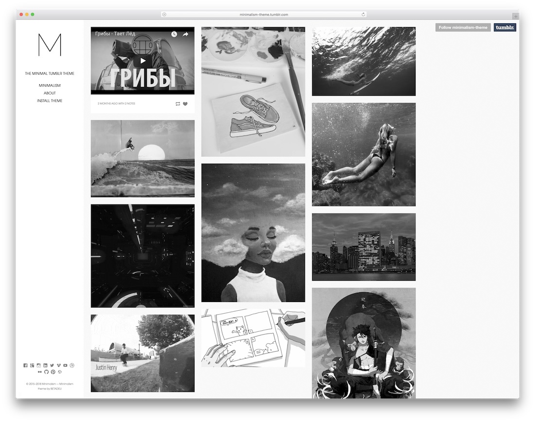 minimalism free tumblr theme