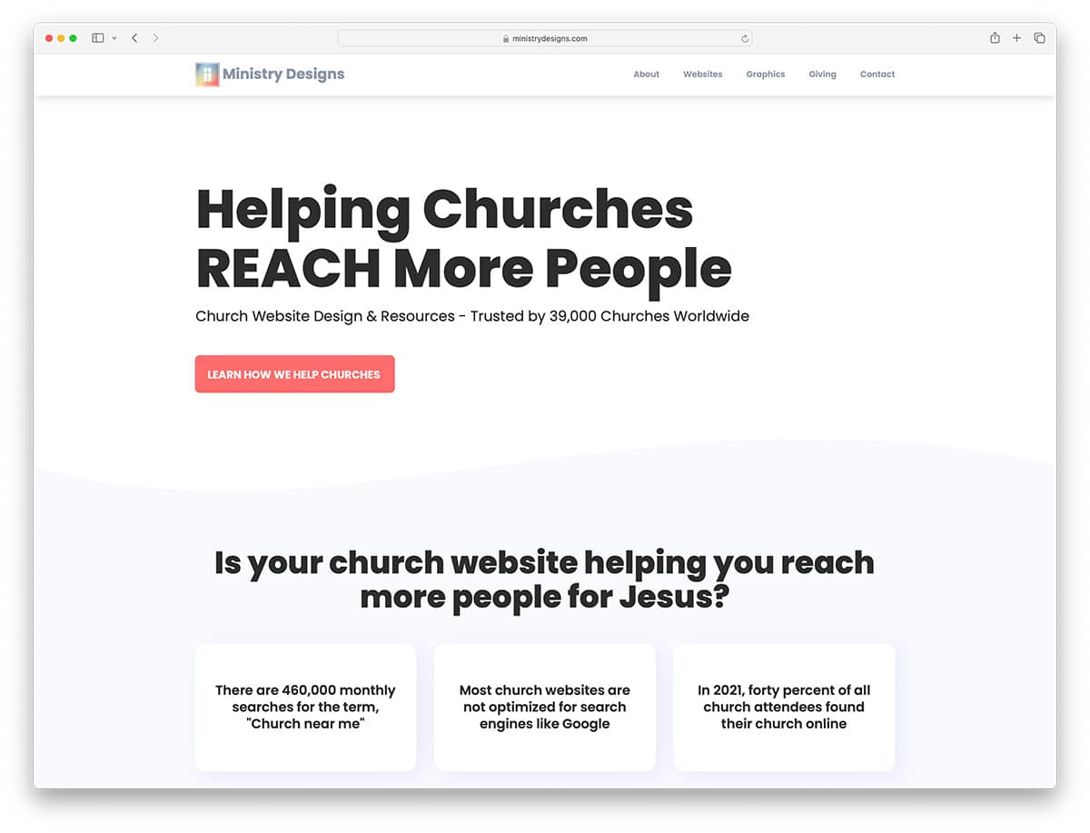Ministry designs - popular church website builder
