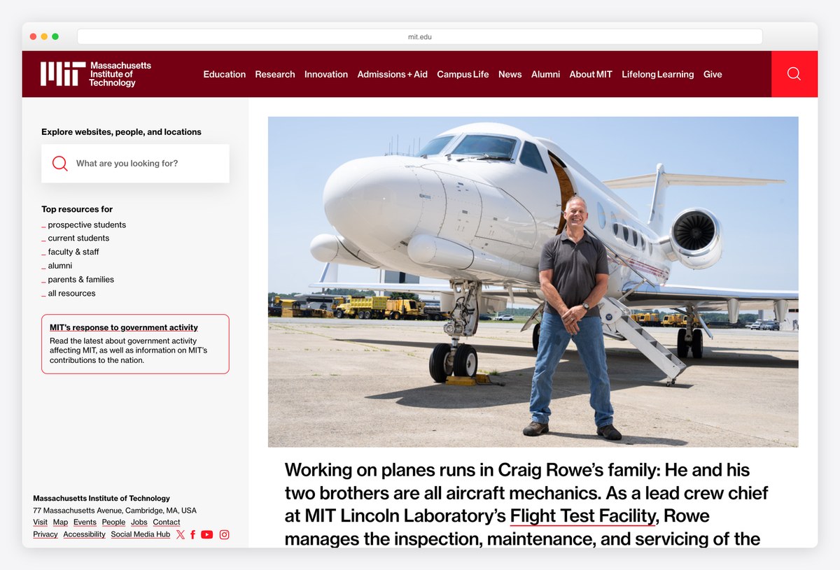MIT homepage design
