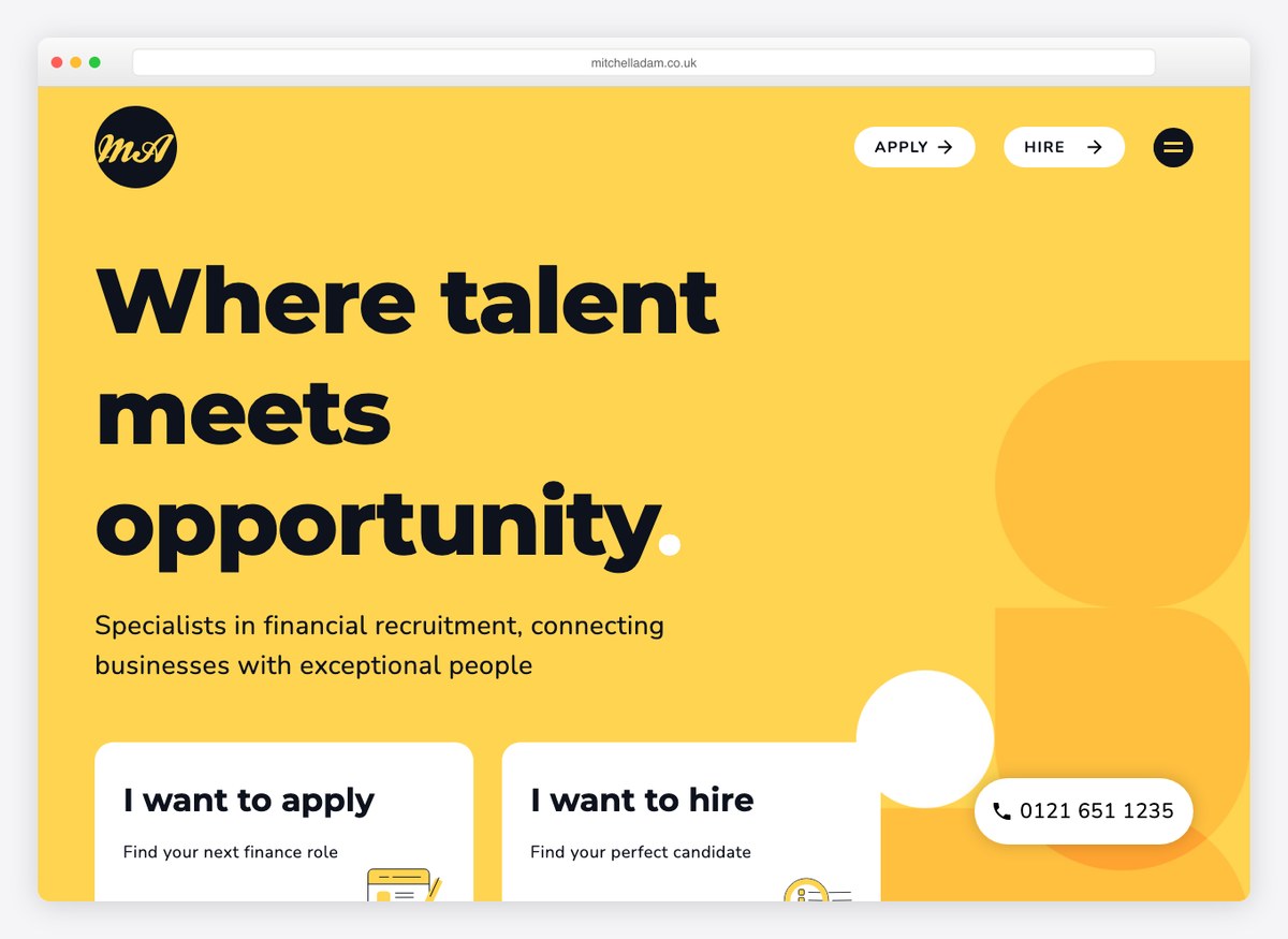 Mitchell Adam recruitment website homepage