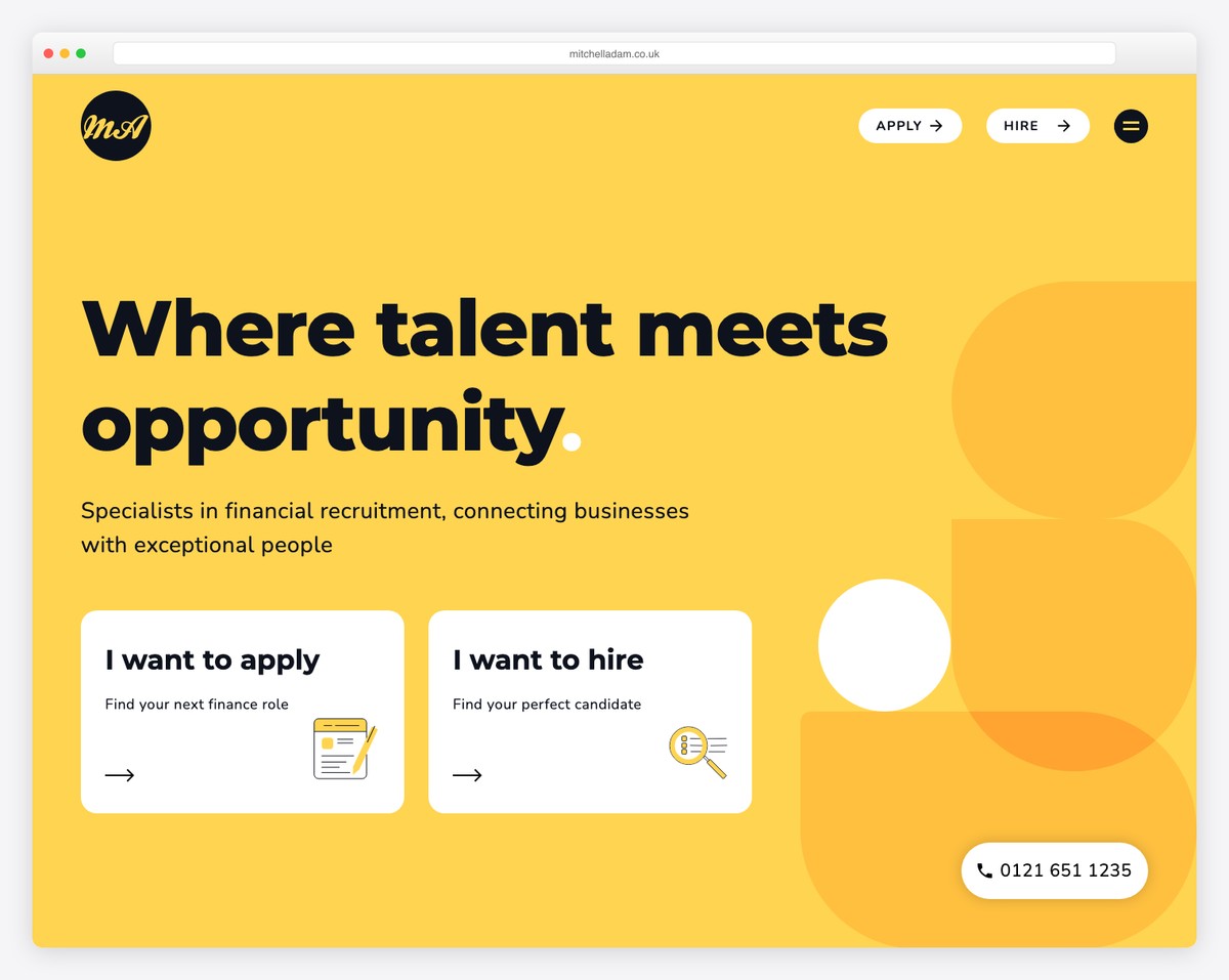 mitchell adam recruitment website - Yellow, Black & White