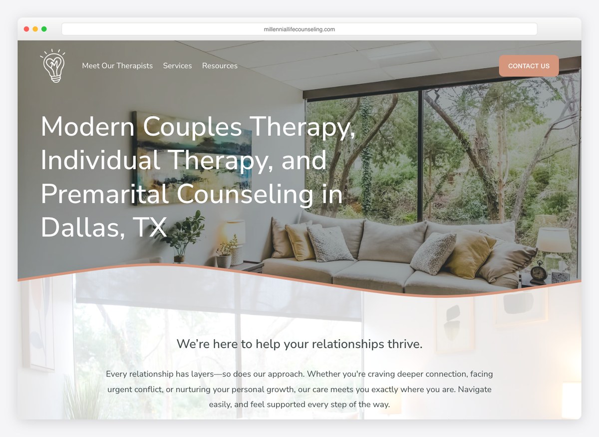 MLC Dallas therapist website homepage