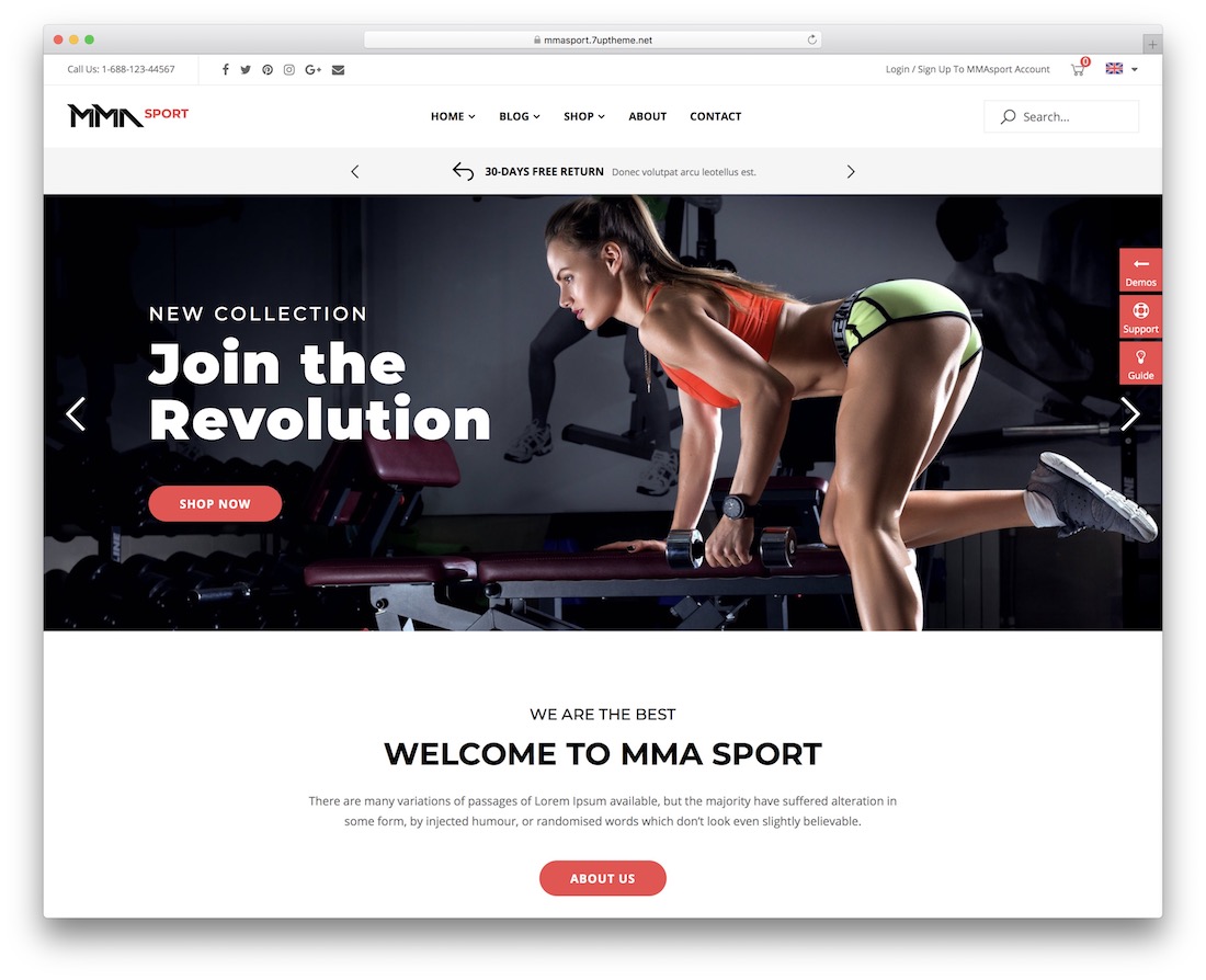 mmasport fitness website template