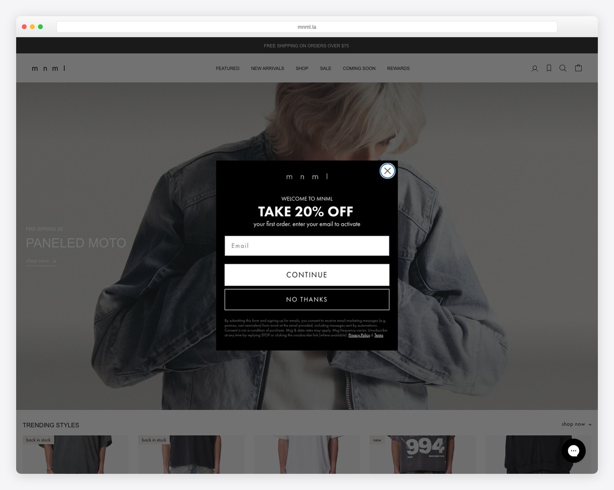 mnml website example