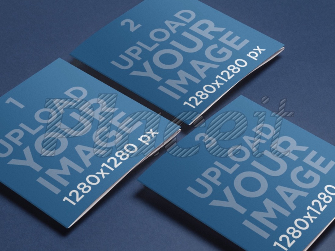 mockup featuring 3 square brochures