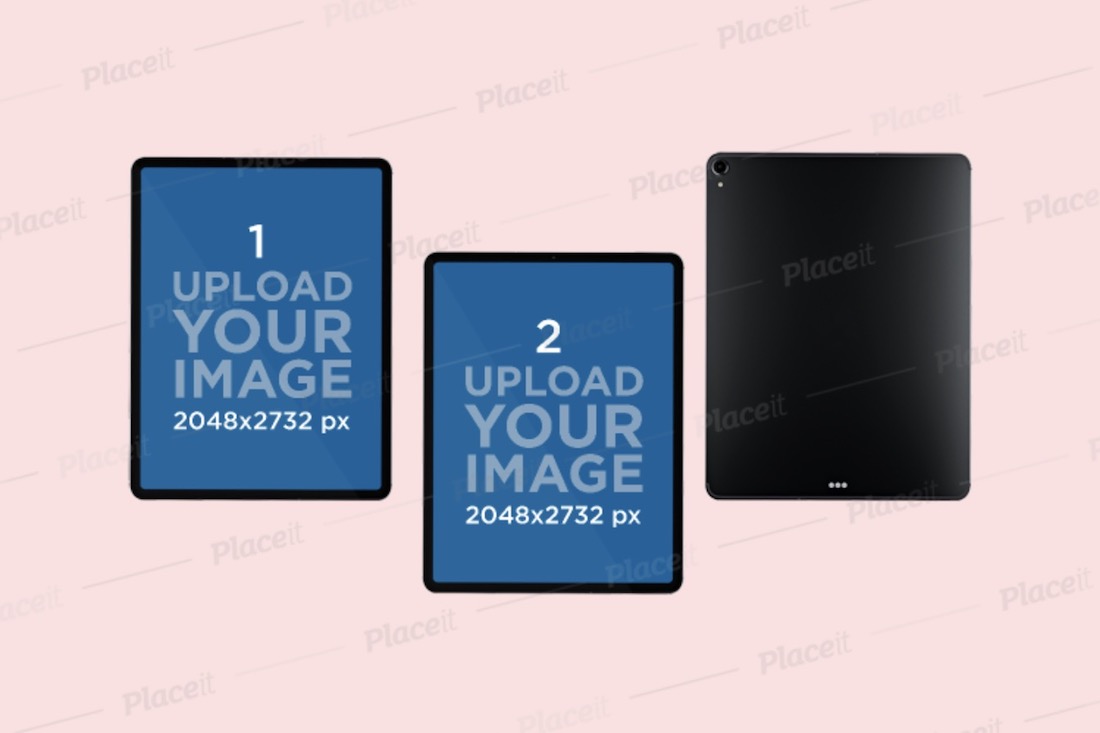 mockup featuring three ipad pros