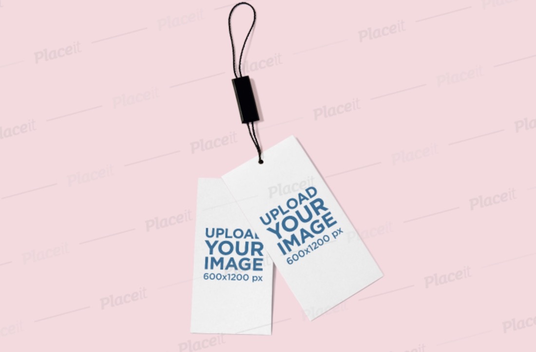 mockup featuring two brand tags lying on a solid color surface