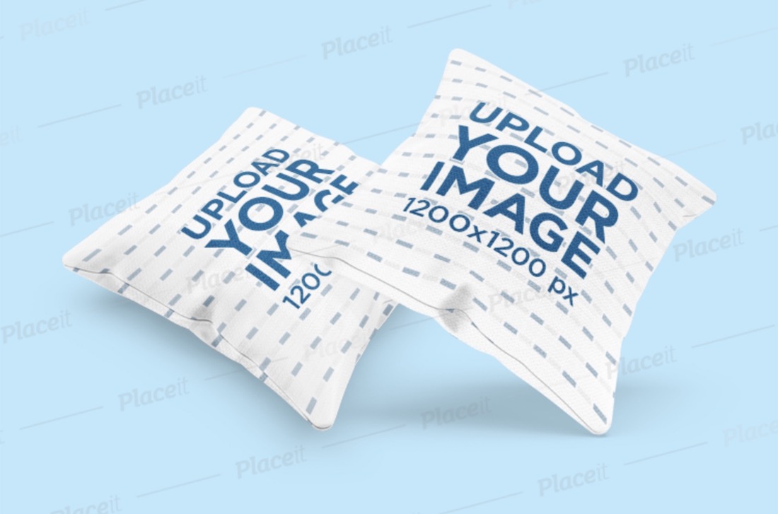 mockup featuring two customizable square pillows