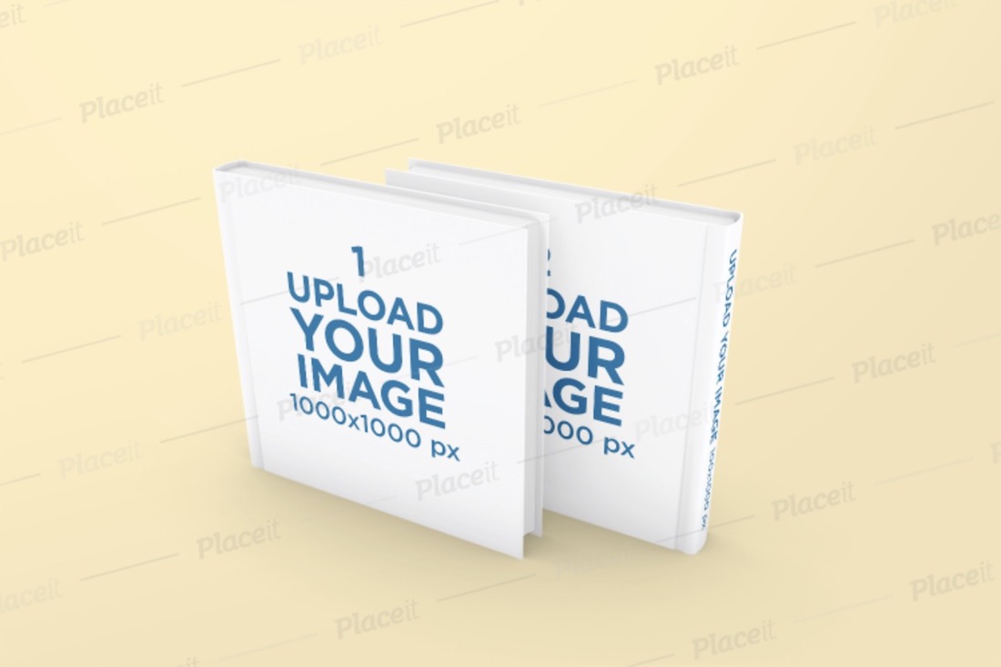 mockup featuring two square books