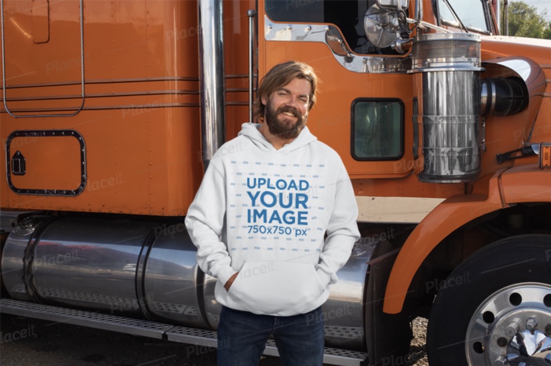 mockup of a man wearing a pullover hoodie