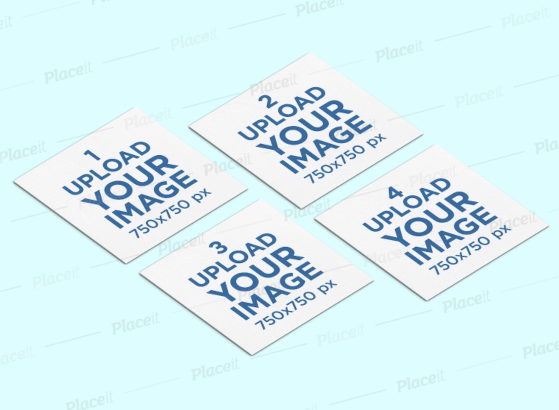 mockup of four square business cards