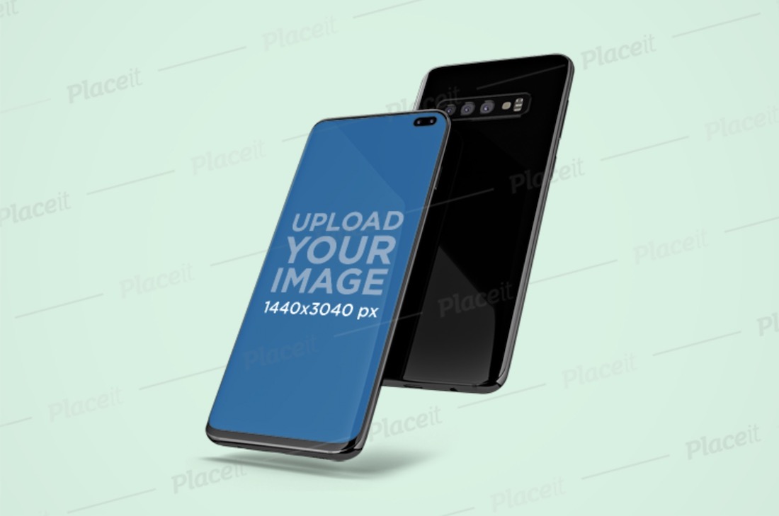 mockup of samsung galaxy s10 floating front back