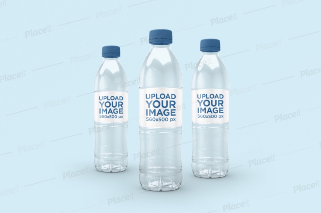mockup of three water bottles