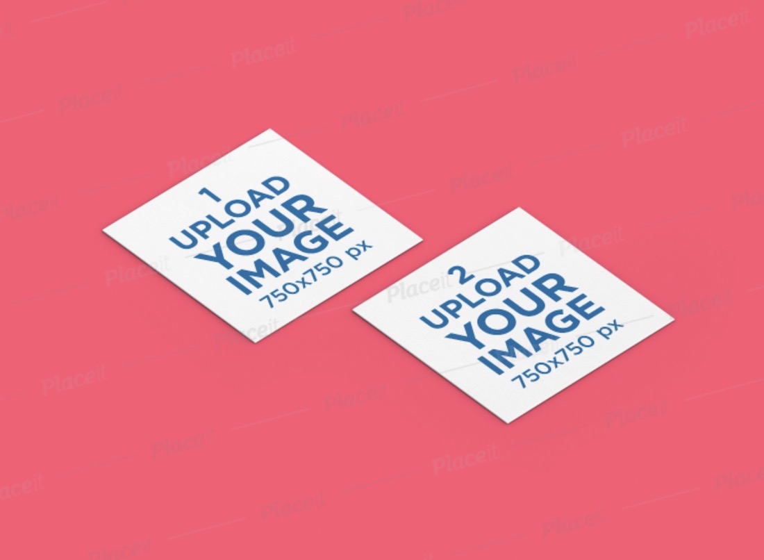 mockup of two squared business cards on a plain background