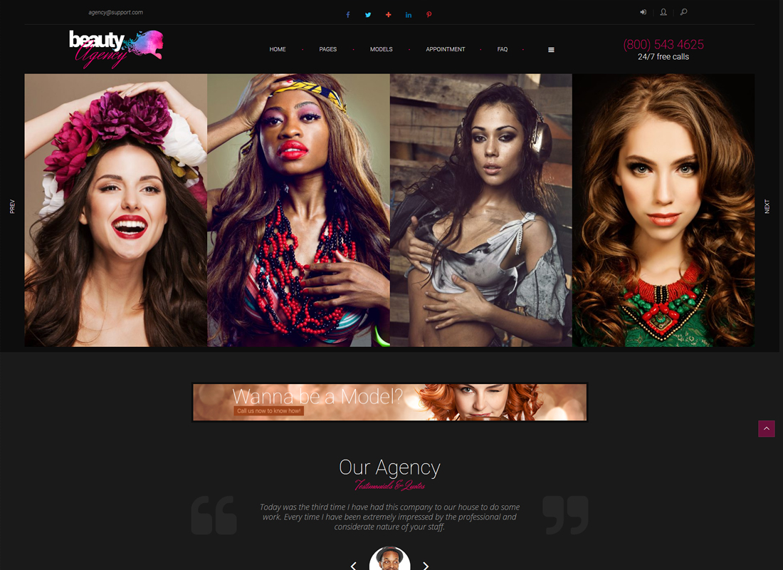 Models Agency - model and fashion portfolio WordPress theme