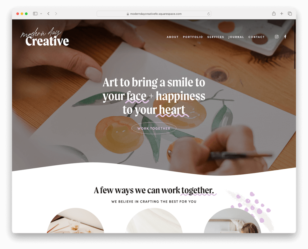 modern day creative squarespace artists template