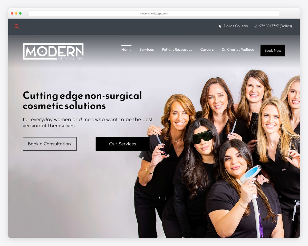 modern medical spa dallas website