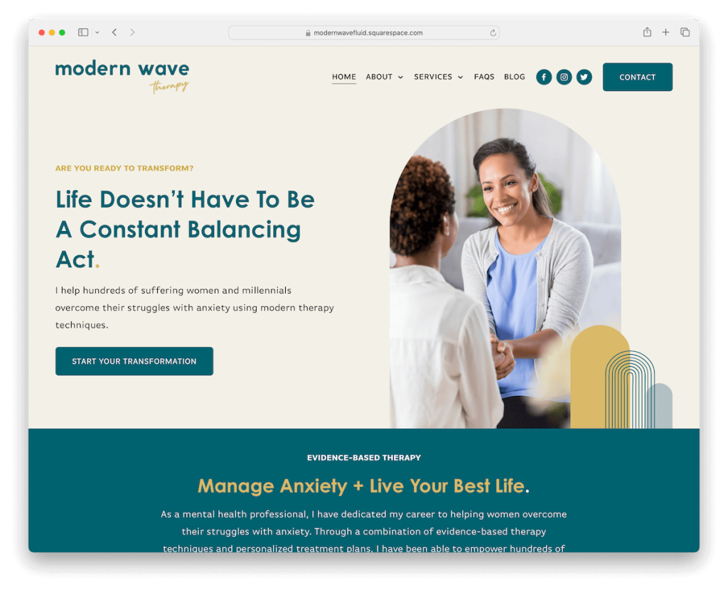 modern wave squarespace health template