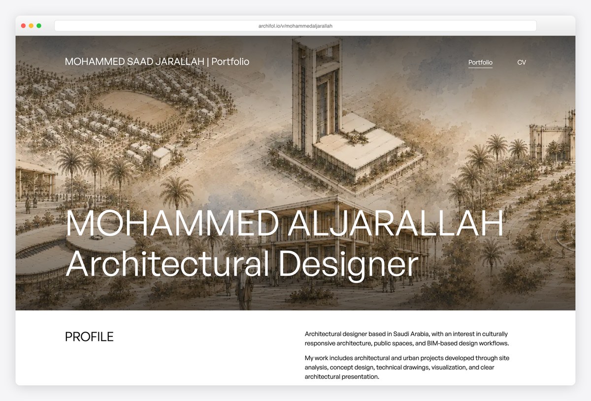 Mohammed Saad Aljarallah architecture portfolio website