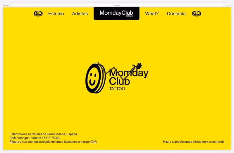 Momday Club: drawing with a tattoo machine cursor on a yellow page