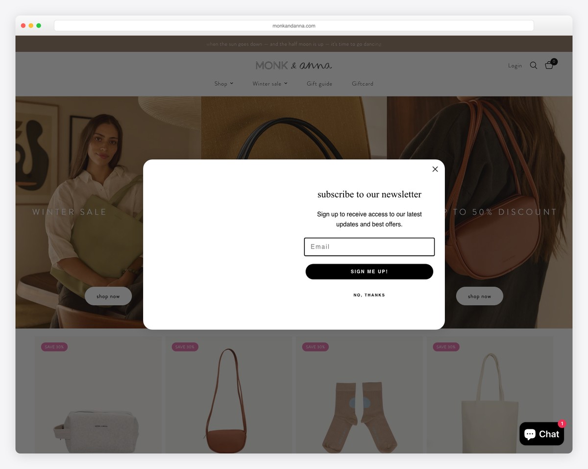 monk & anna website example