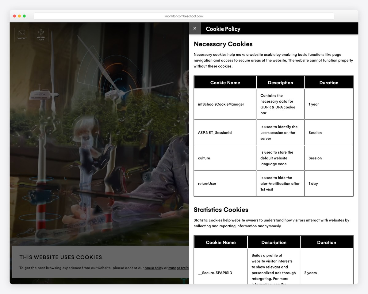Monkton kindergarten website design