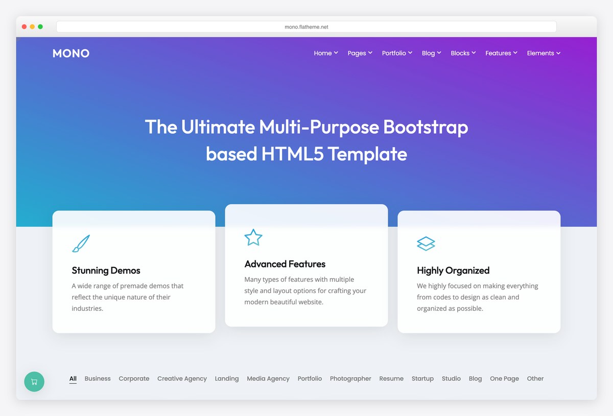 Mono parallax website template demo