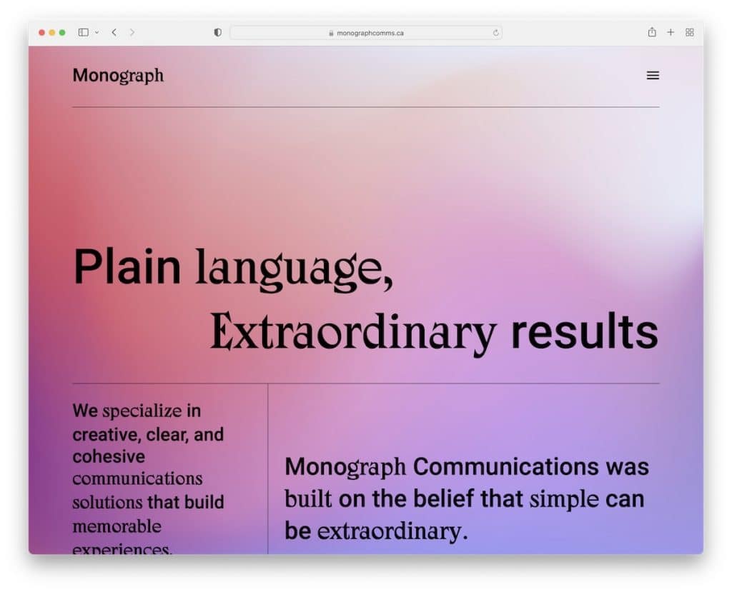 monograph simple website example